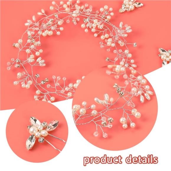 Elegant Crystal Bridal Hair Vine - Extra Long Pearl - Picture 4 of 7